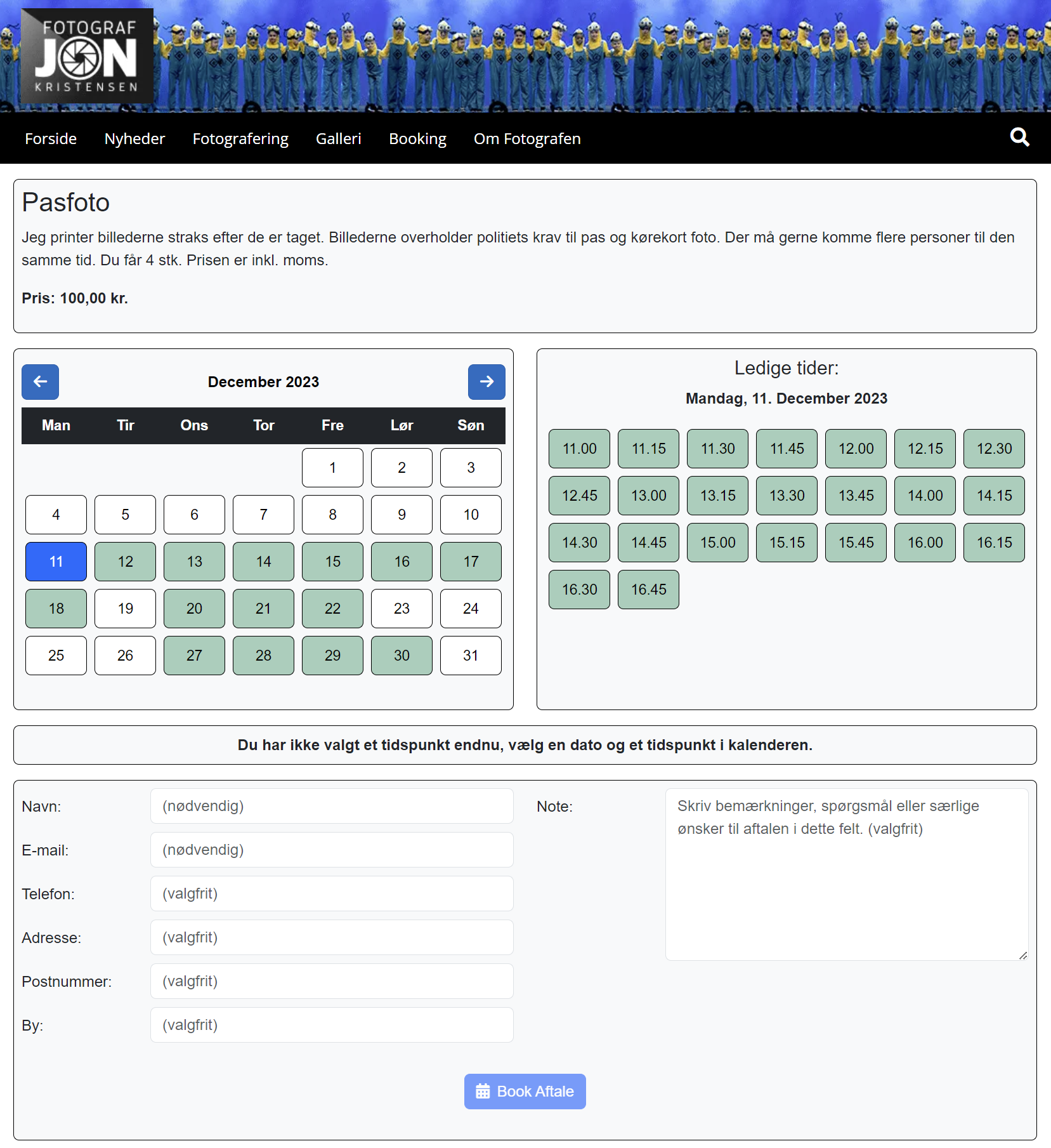 Online Booking på webside